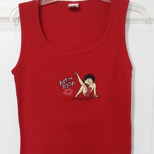 Betty Boop Vintage Red Ribbed Sleeveless Tank.